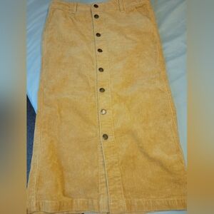 Cute Corduroy Button-Down Yellow/Tan Skirt